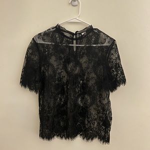 H&M Black Lace Top - US 8